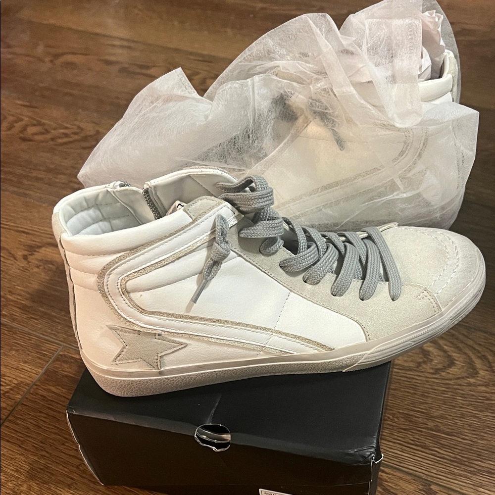 Never Worn Shu Shop White and Gray High-Top Sneakers